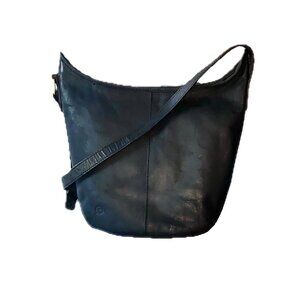 Born Distressed Black Leather Hobo Crossbody Satchel Adjustable Strap EUC